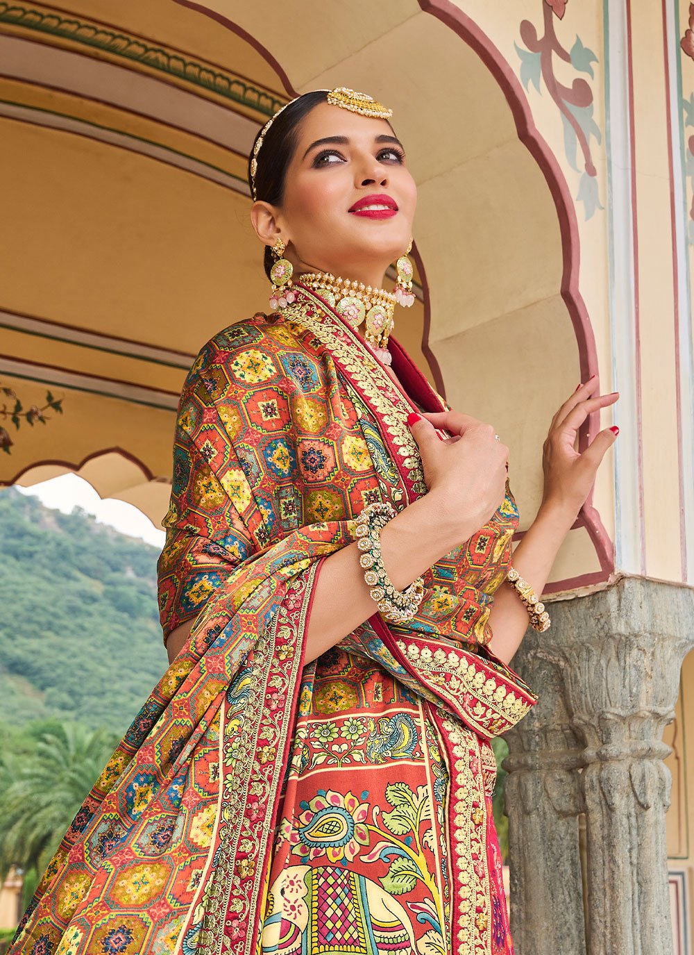 Lehenga Choli Silk Multi Colour Embroidered Lehenga Choli