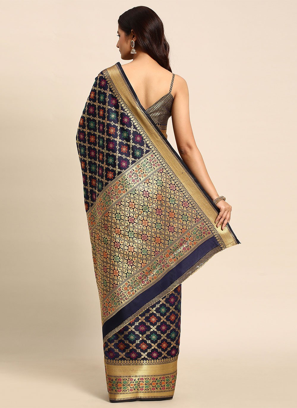 Designer Silk Multi Colour Woven Saree