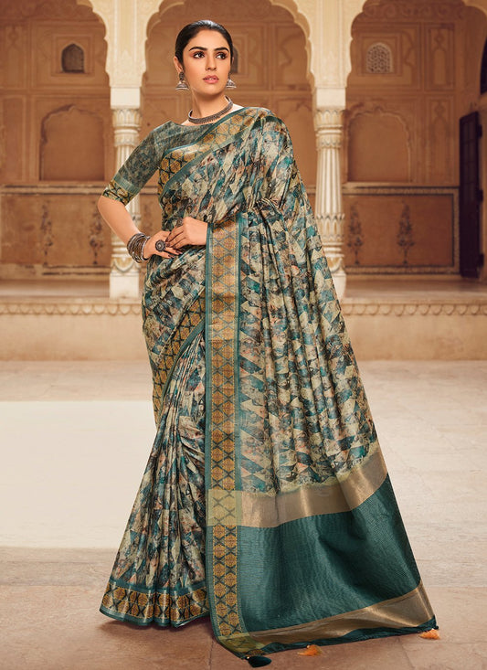 Contemporary Silk Multi Colour Digital Print Saree