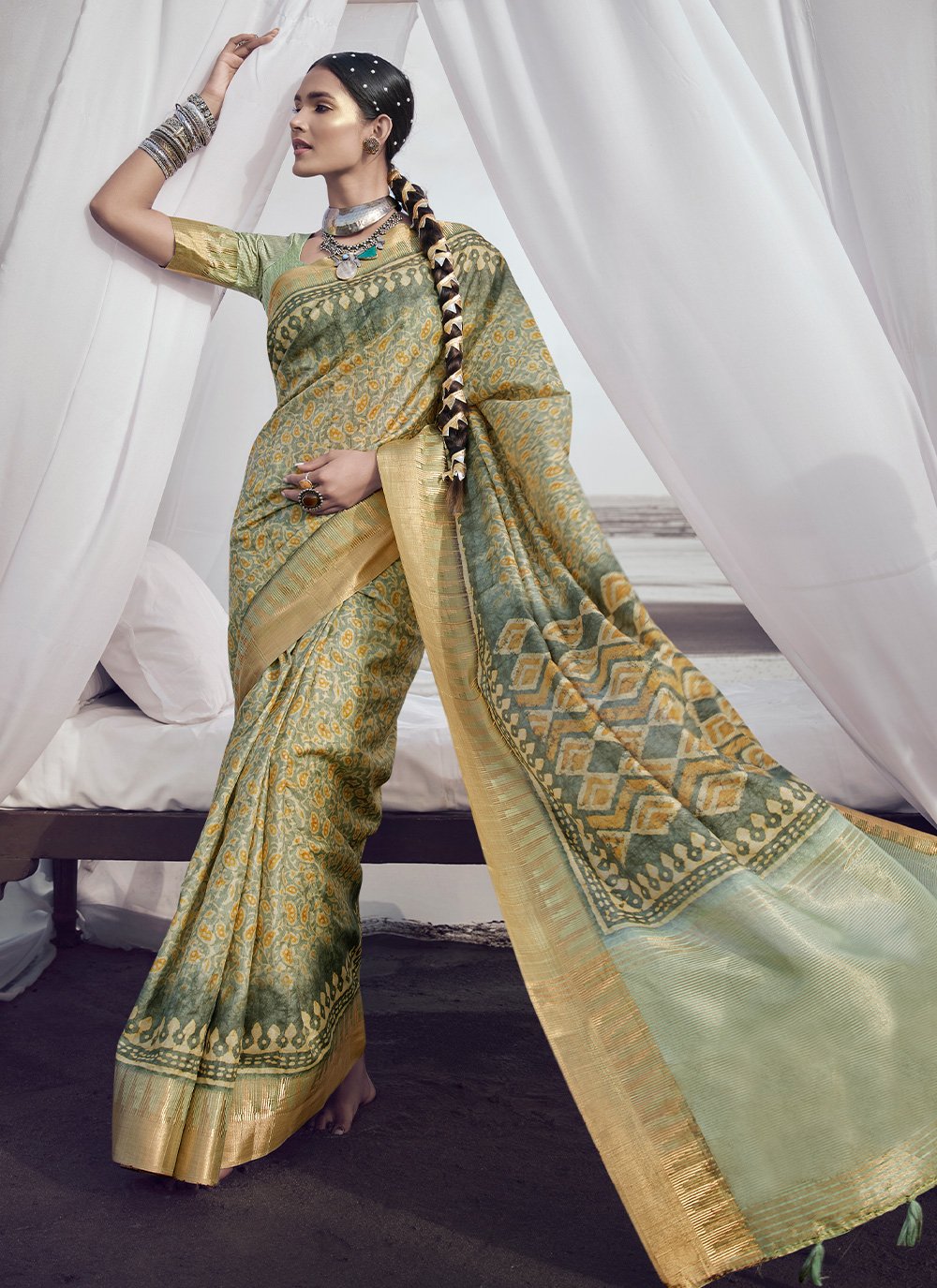 Contemporary Silk Multi Colour Digital Print Saree