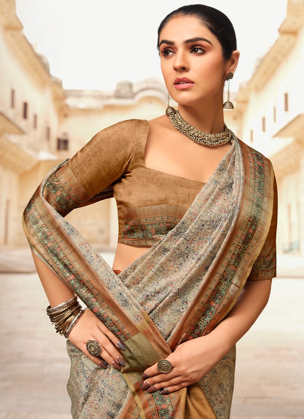 Designer Silk Multi Colour Digital Print Saree