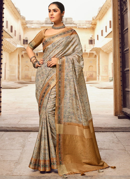 Designer Silk Multi Colour Digital Print Saree