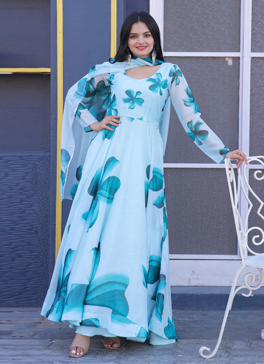 Gown Silk Multi Colour Digital Print Gown