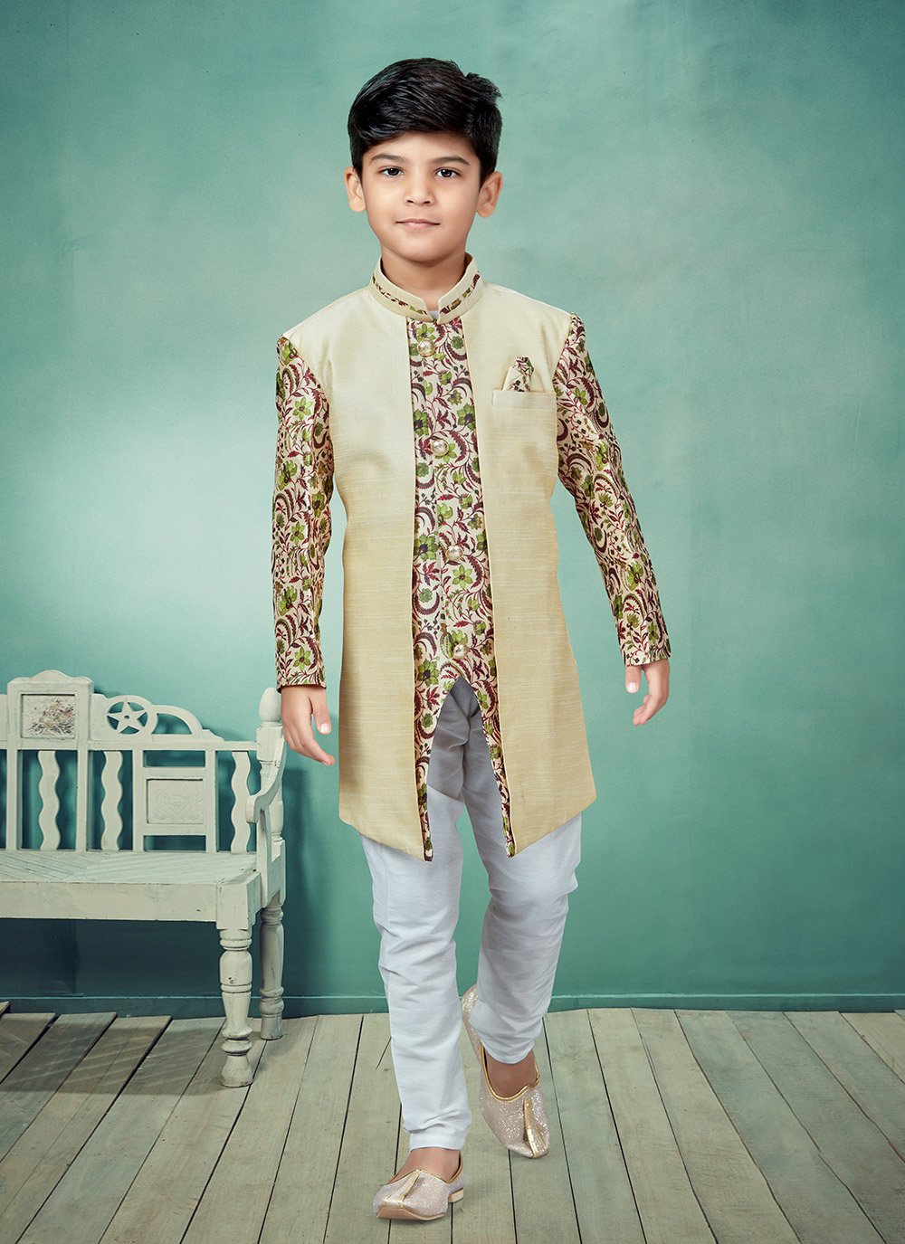 Indo Western Silk Multi Colour Digital Print Kids