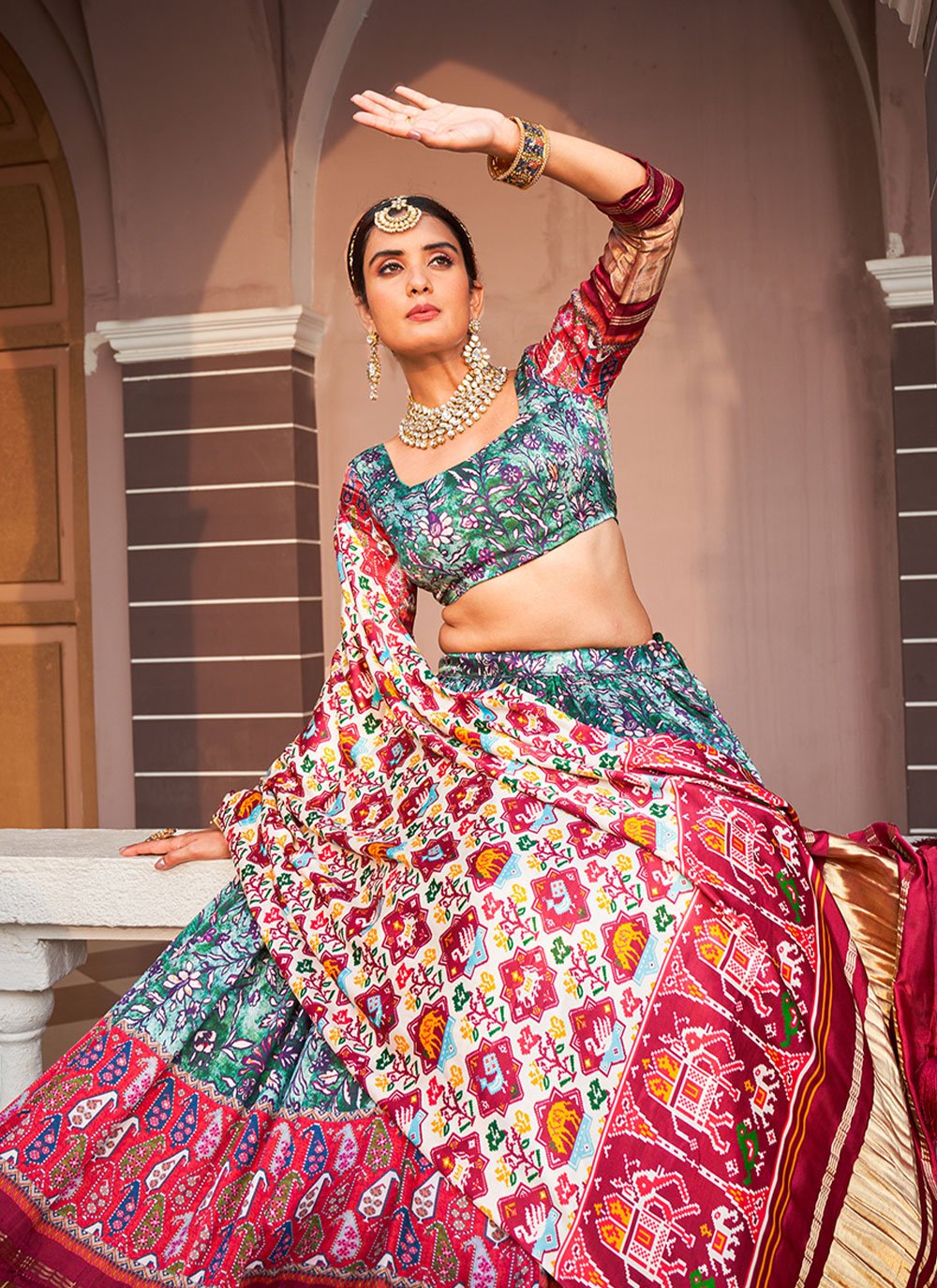 Lehenga Choli Silk Multi Colour Digital Print Lehenga Choli