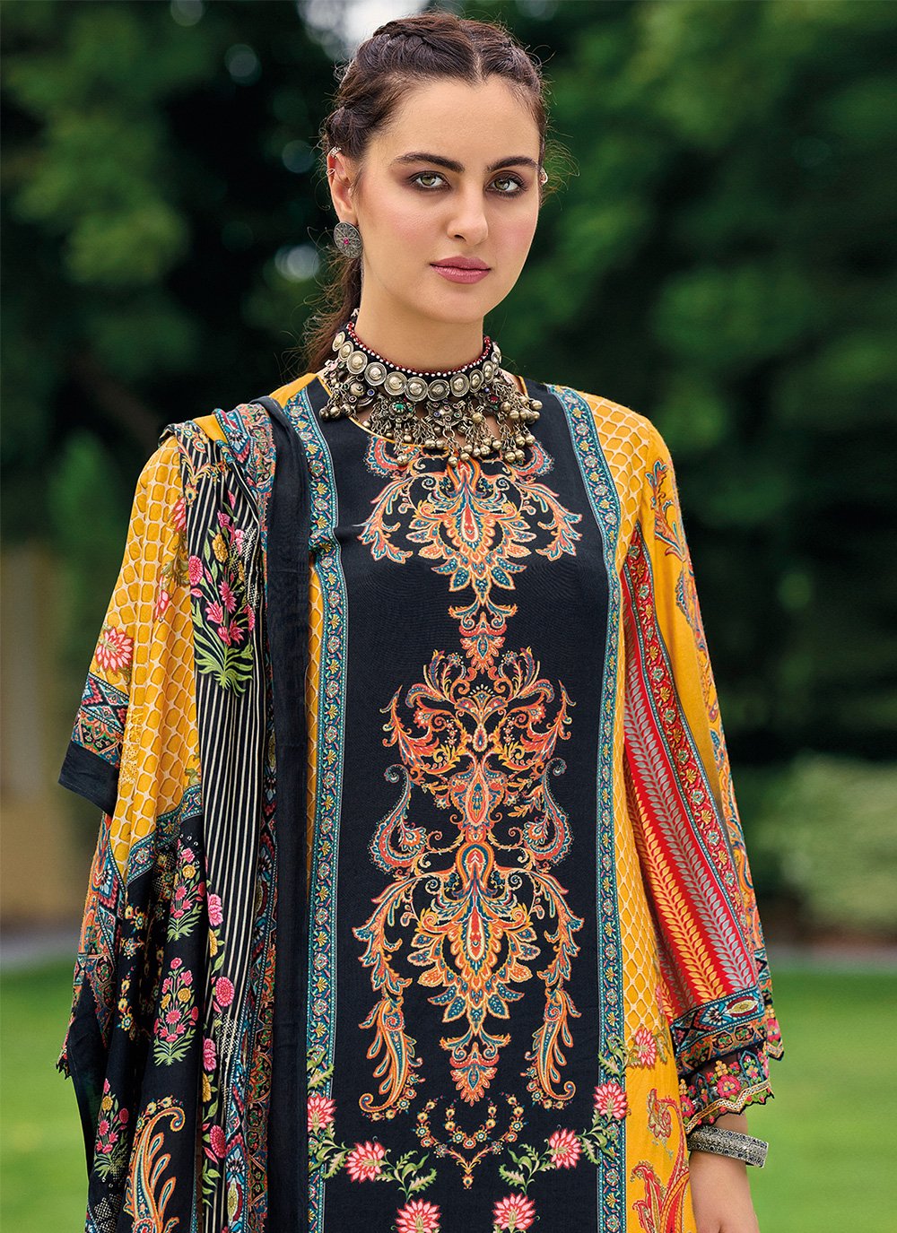 Salwar Suit Silk Multi Colour Digital Print Salwar Kameez