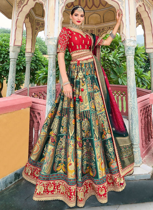 Lehenga Choli Silk Multi Colour Embroidered Lehenga Choli