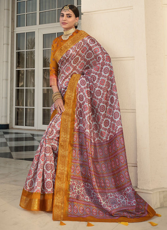 Trendy Saree Silk Multi Colour Digital Print Saree