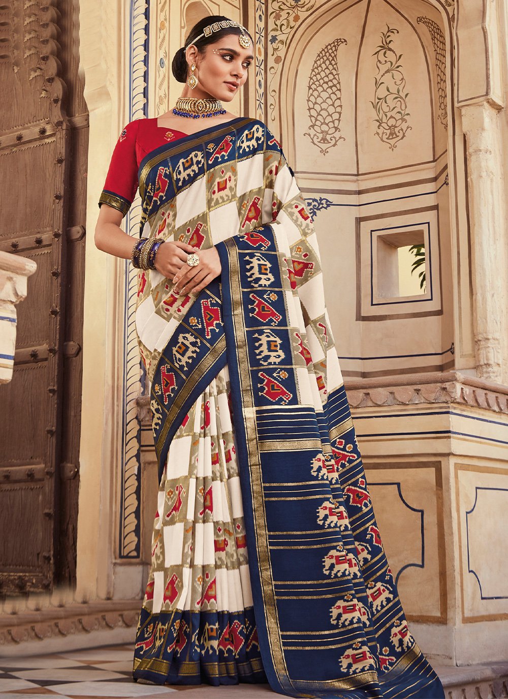 Classic Silk Multi Colour Patola Print Saree