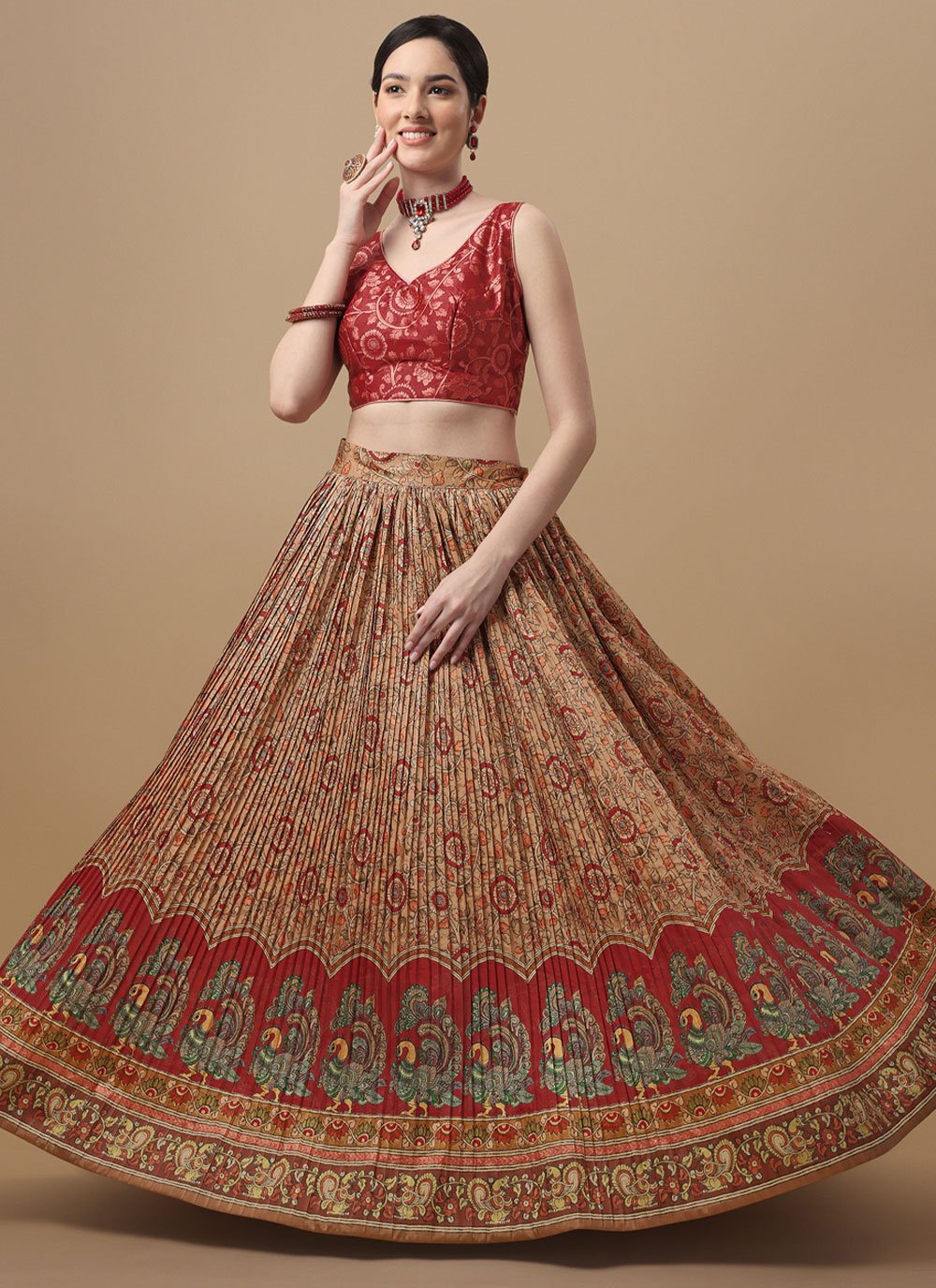 Lehenga Choli Silk Multi Colour Digital Print Lehenga Choli