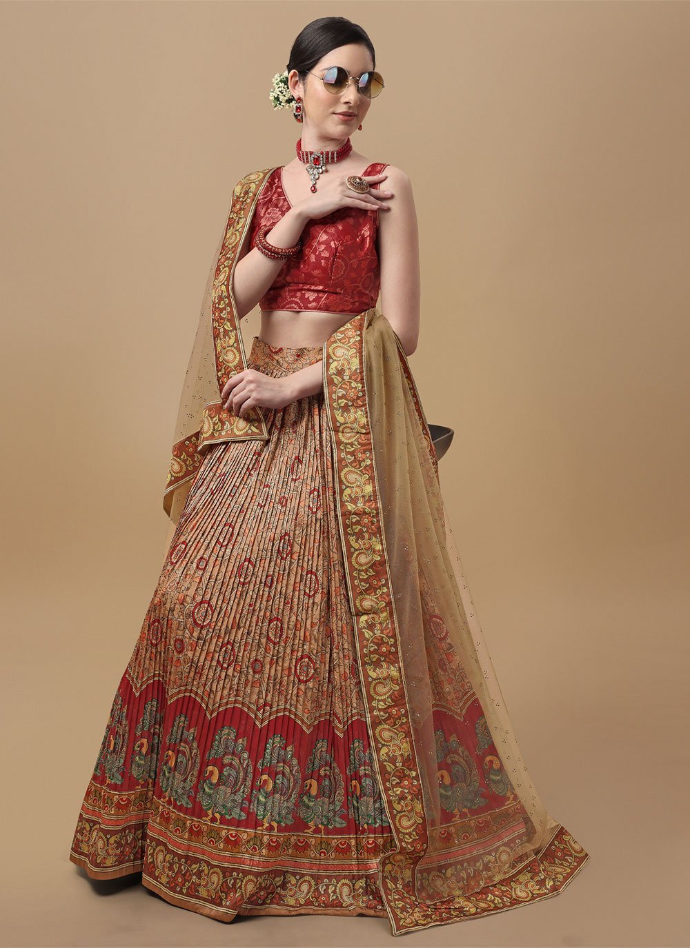 Lehenga Choli Silk Multi Colour Digital Print Lehenga Choli