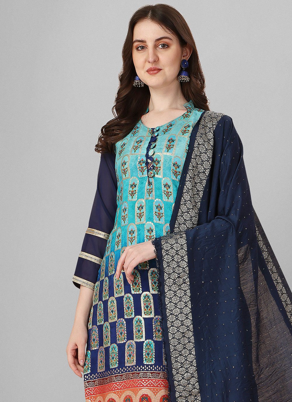 Salwar Suit Silk Multi Colour Jacquard Work Salwar Kameez