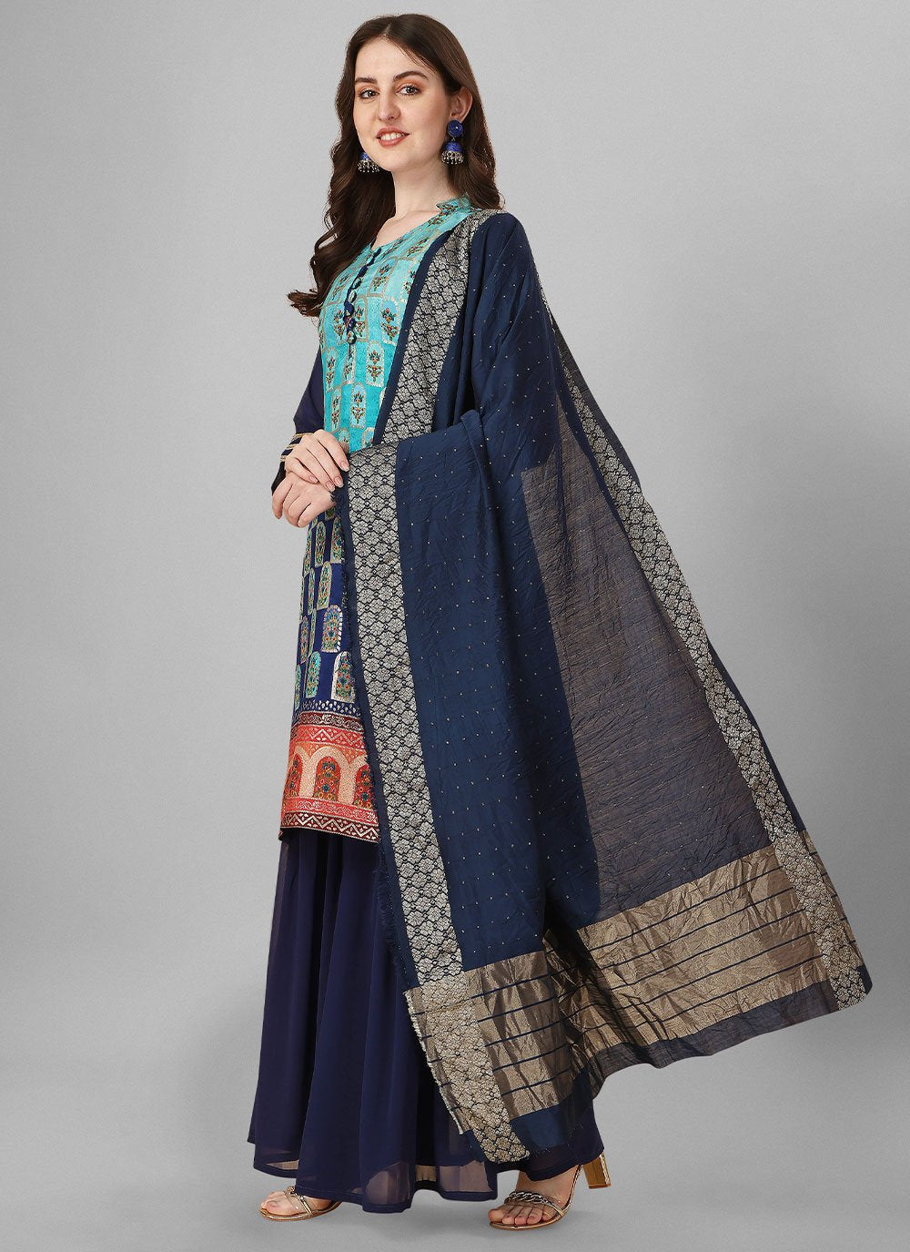 Salwar Suit Silk Multi Colour Jacquard Work Salwar Kameez