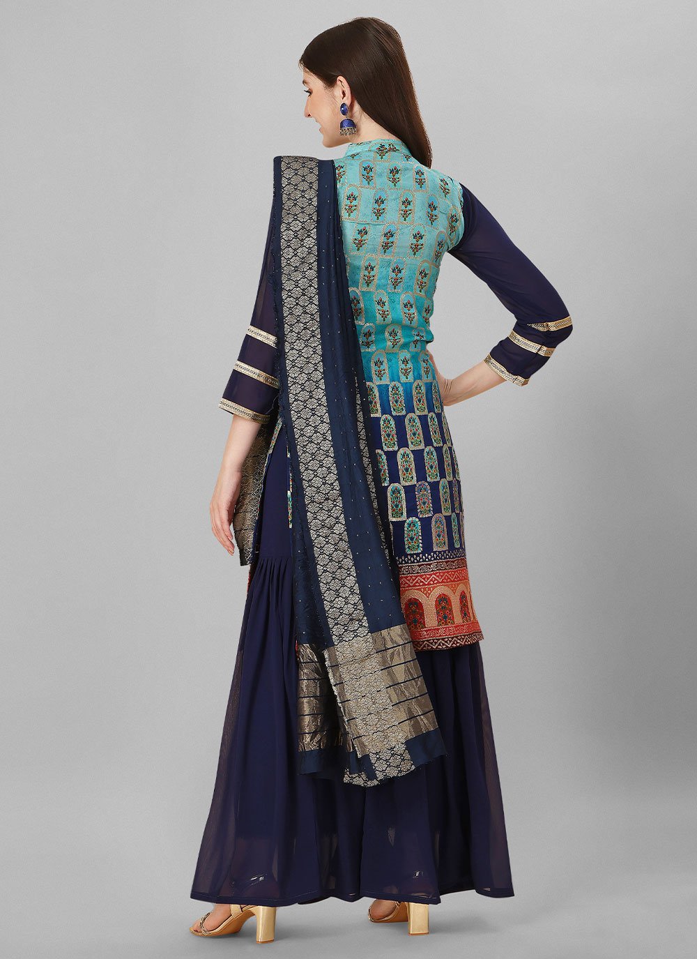 Salwar Suit Silk Multi Colour Jacquard Work Salwar Kameez