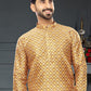 Kurta Pyjama Silk Mustard Digital Print Mens