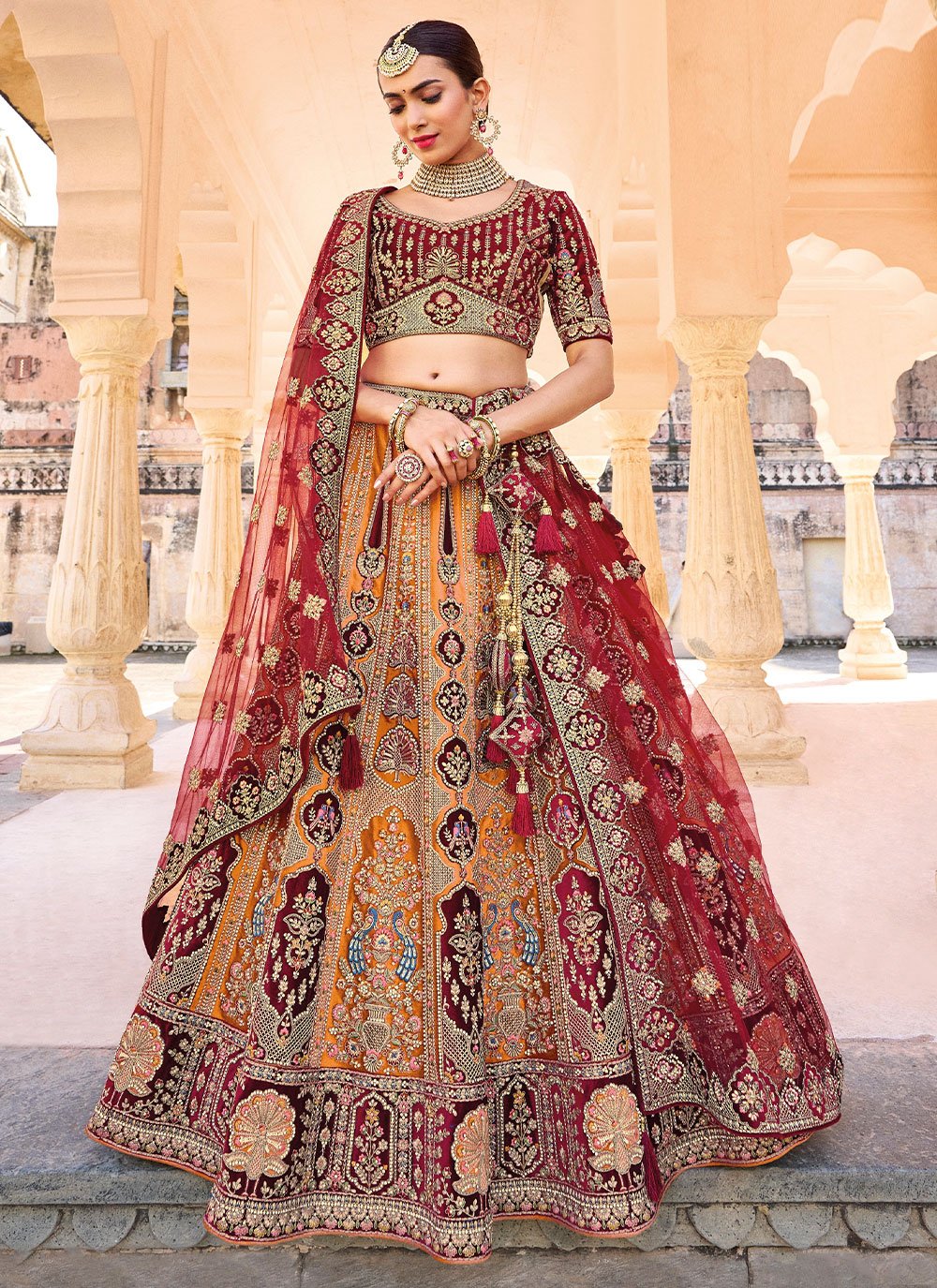 Lehenga Choli Silk Mustard Embroidered Lehenga Choli