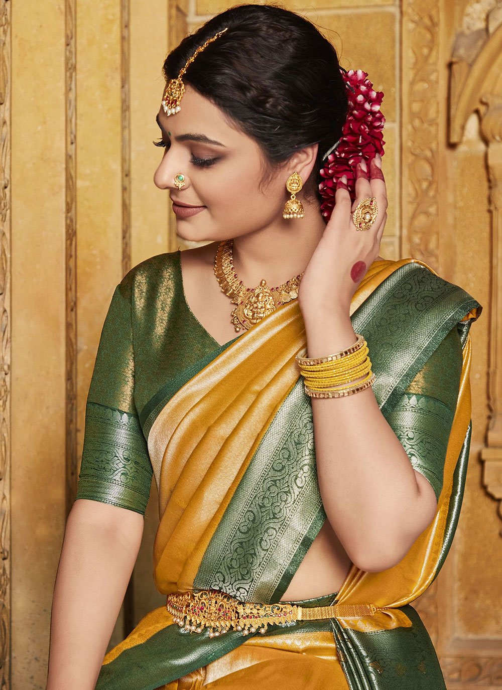 Classic Silk Mustard Fancy Work Saree