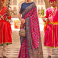 Classic Silk Blue Purple Patch Border Saree