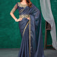 Classic Silk Blue Digital Print Saree