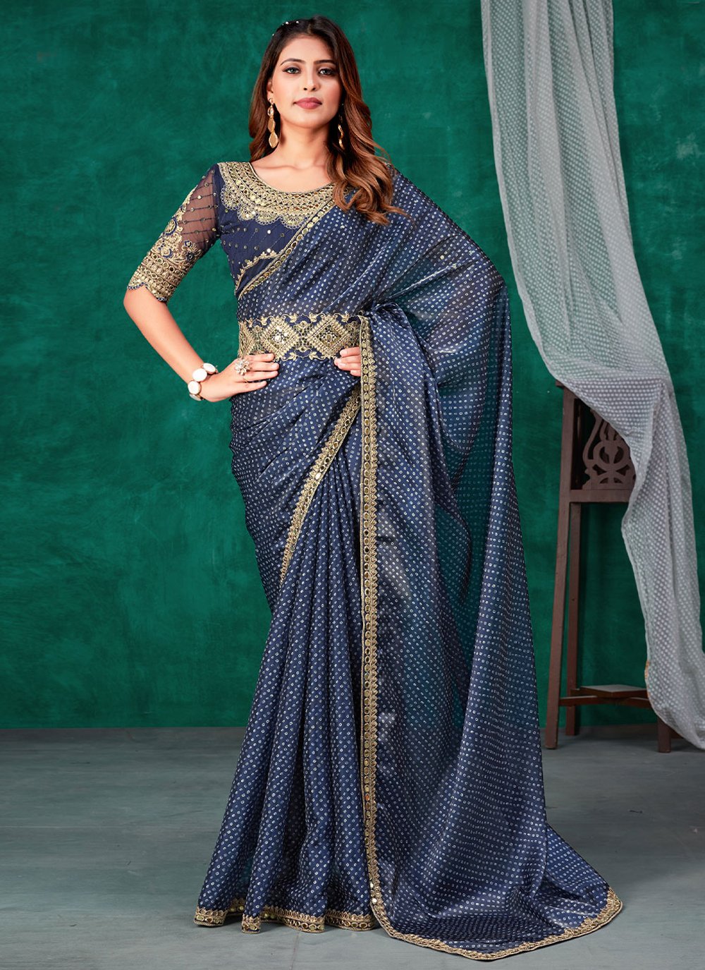 Classic Silk Blue Digital Print Saree