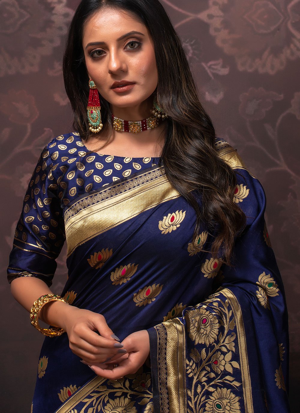 Trendy Saree Silk Blue Weaving Saree