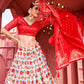 A Line Lehenga Silk Off White Red Foil Print Lehenga Choli