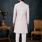 Indo Western Sherwani Silk Off White Embroidered Mens