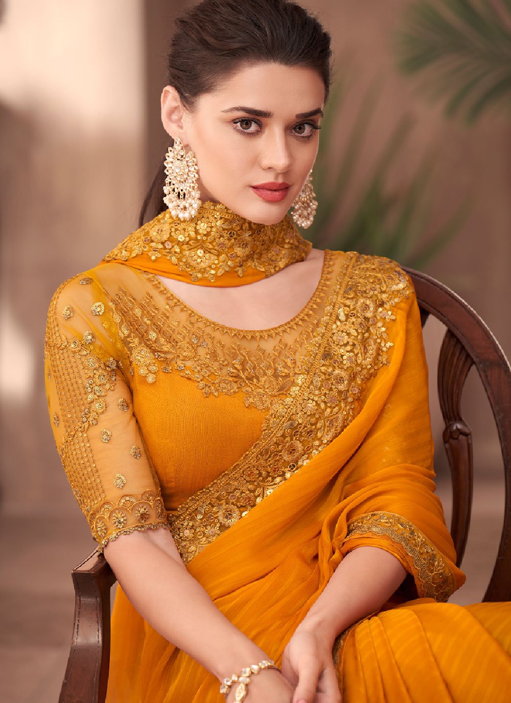 Contemporary Silk Orange Embroidered Saree