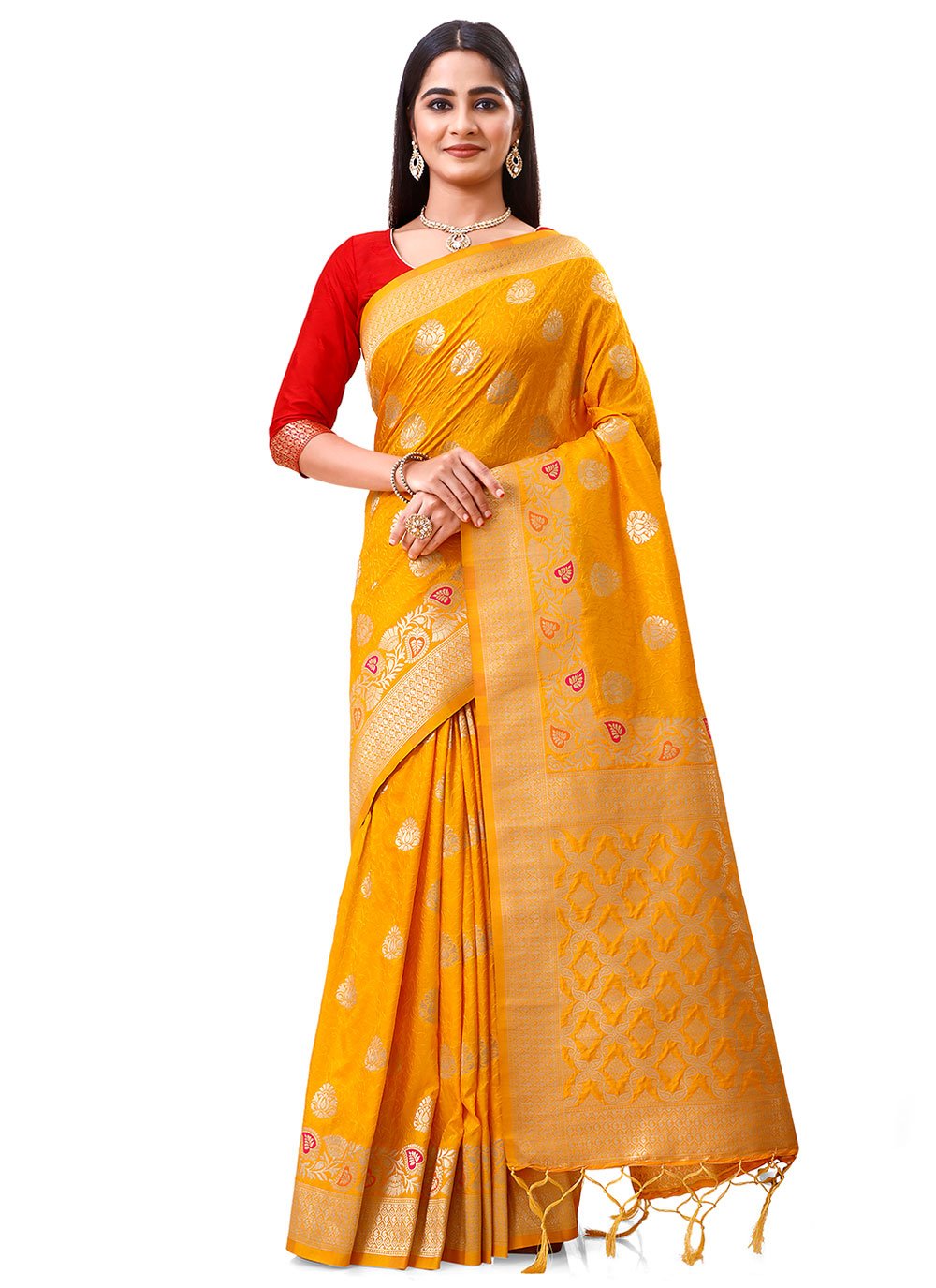 Trendy Saree Silk Orange Weaving Saree