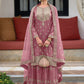 Palazzo Salwar Suit Silk Mauve Embroidered Salwar Kameez