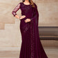 Contemporary Silk Wine Patch Border Saree