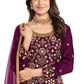 Punjabi Salwar Suit Silk Purple Embroidered Salwar Kameez
