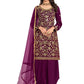 Punjabi Salwar Suit Silk Purple Embroidered Salwar Kameez