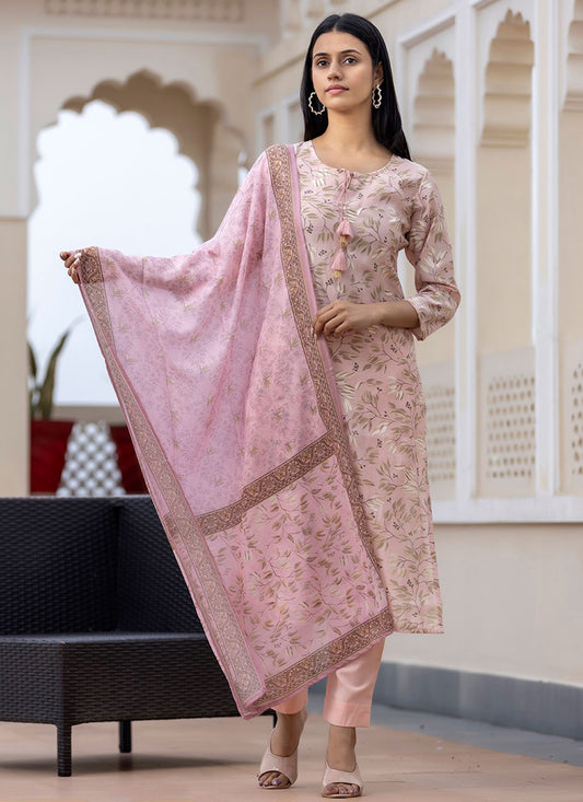 Salwar Suit Silk Pink Sequins Salwar Kameez