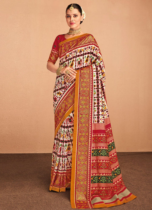 Classic Silk Multi Colour Foil Print Saree