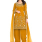 Punjabi Salwar Suit Silk Mustard Embroidered Salwar Kameez