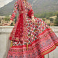 Gown Silk Red Patola Print Gown