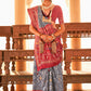 Traditional Saree Silk Grey Rust Patola Print Saree