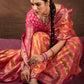 Traditional Saree Silk Pink Yellow Weaving Saree