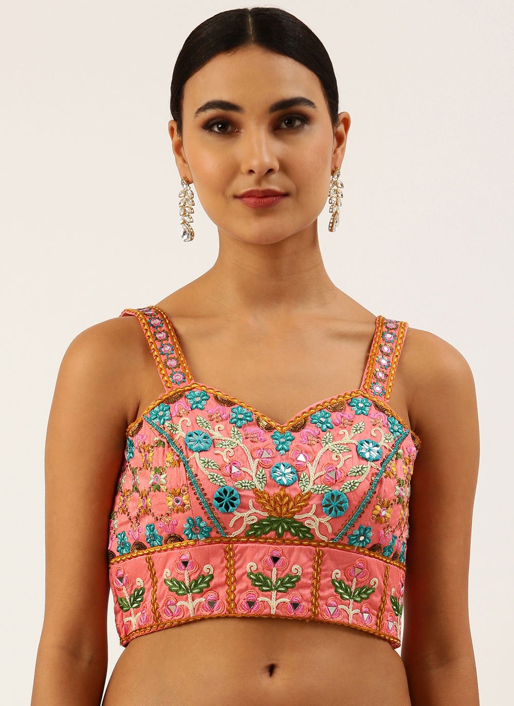 Designer Blouse Silk Pink Embroidered Blouse