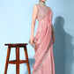 Designer Silk Pink Embroidered Saree