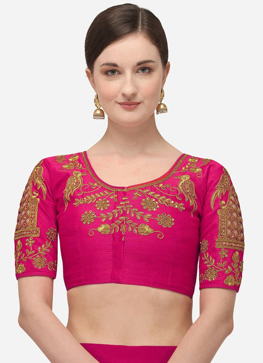 Designer Blouse Silk Pink Embroidered Blouse