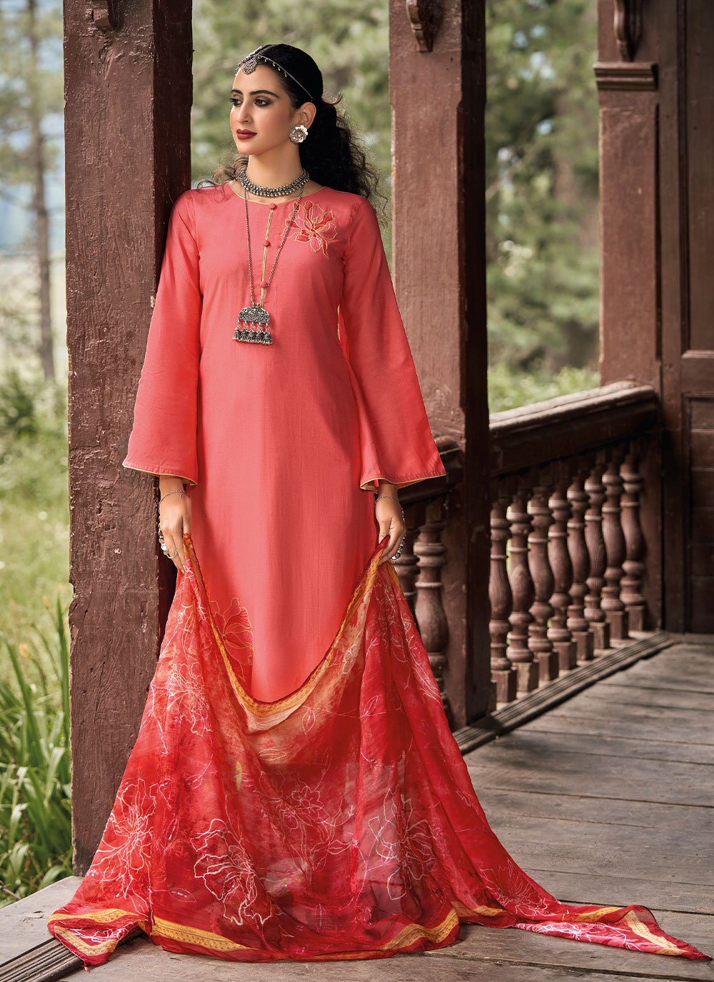 Salwar Suit Silk Pink Embroidered Salwar Kameez