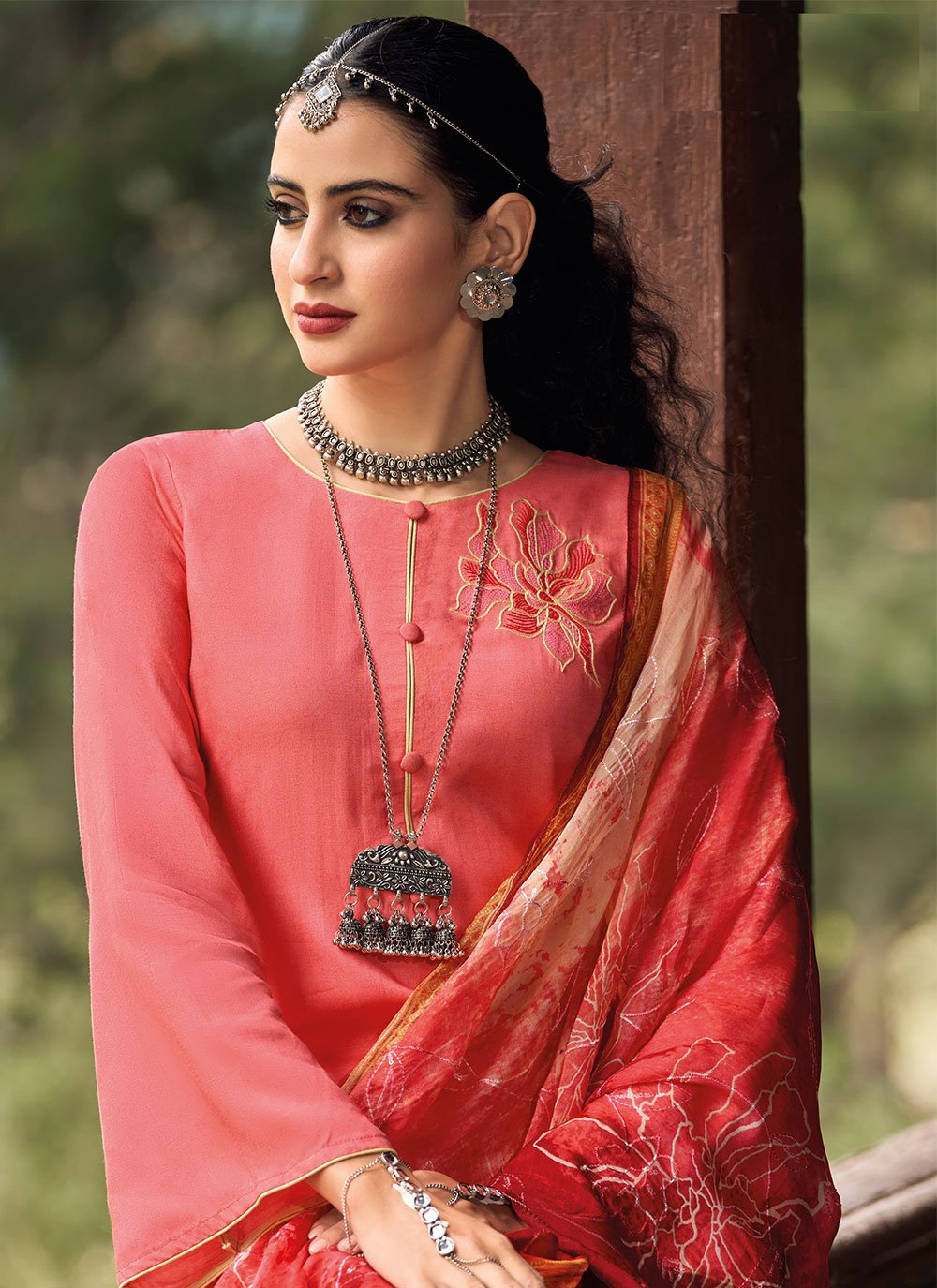 Salwar Suit Silk Pink Embroidered Salwar Kameez