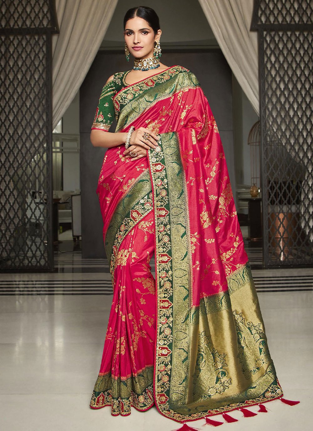 Trendy Saree Silk Pink Embroidered Saree