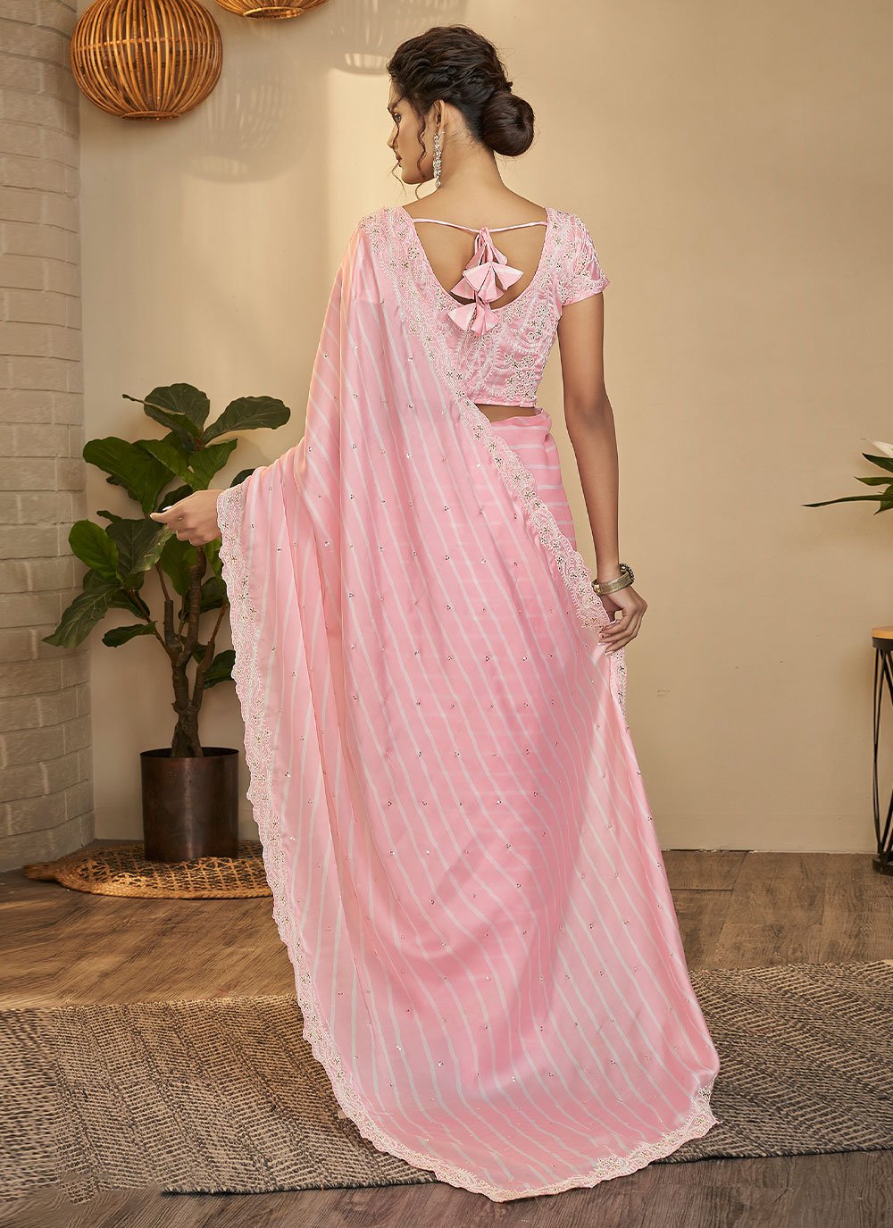 Trendy Saree Silk Pink Print Saree