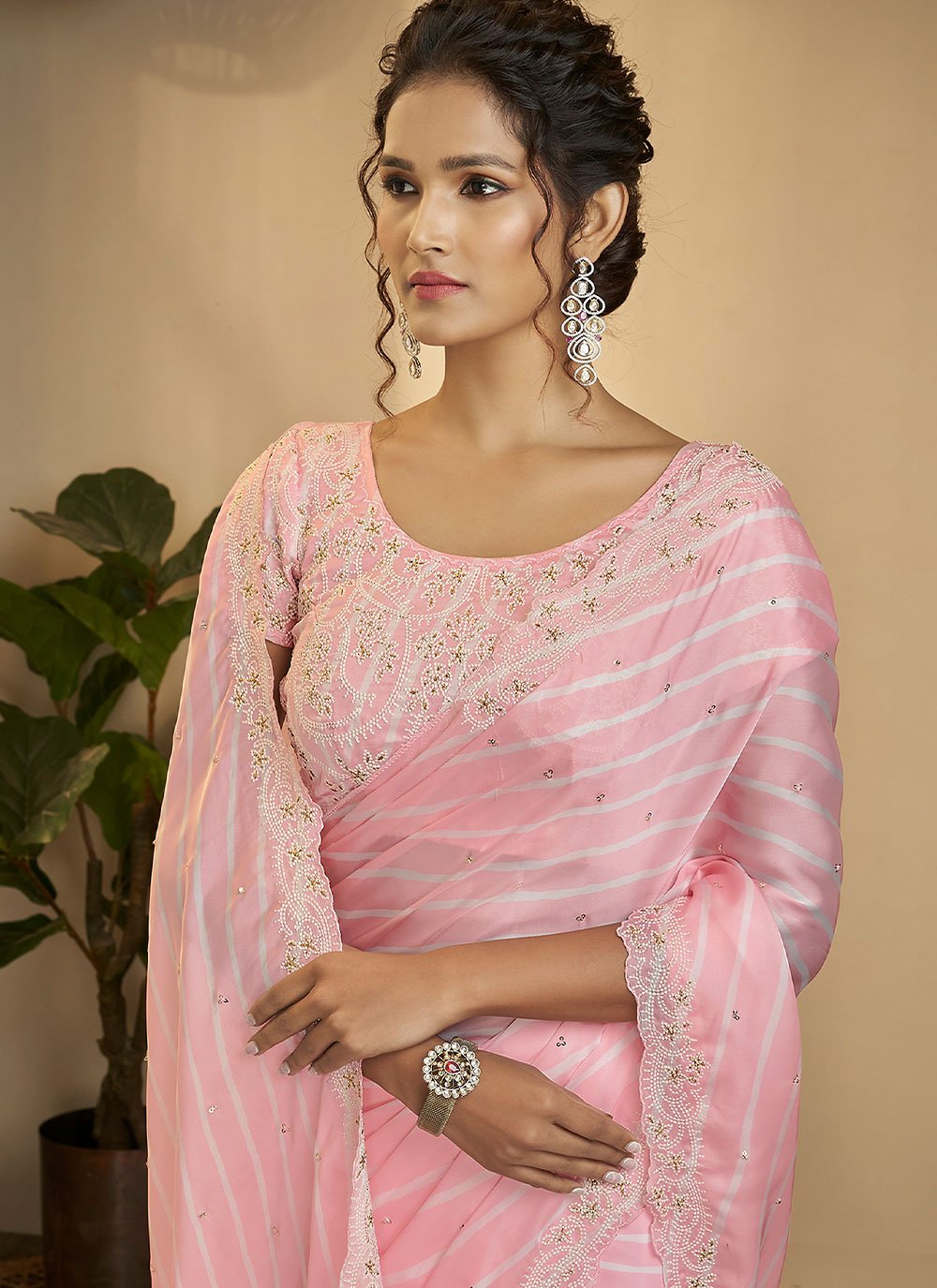 Trendy Saree Silk Pink Print Saree