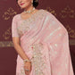Classic Organza Silk Pink Embroidered Saree