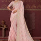 Classic Organza Silk Pink Embroidered Saree