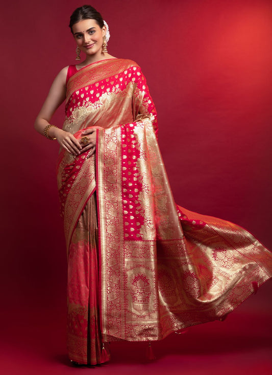 Classic Silk Pink Weaving Saree